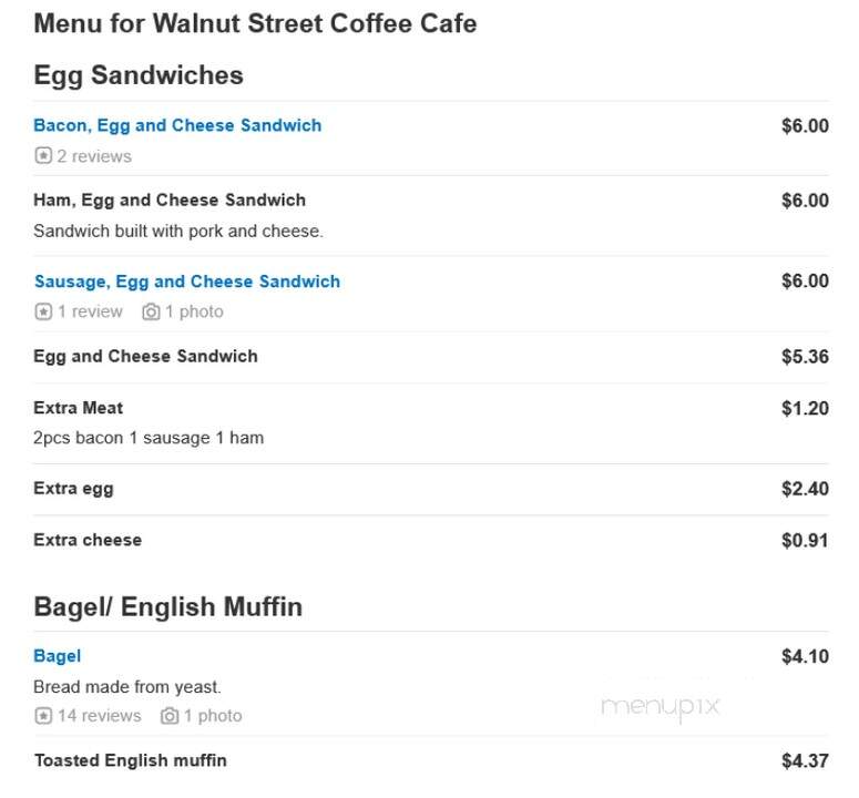 Walnut Street Coffee Cafe - Lynn, MA menu_pic