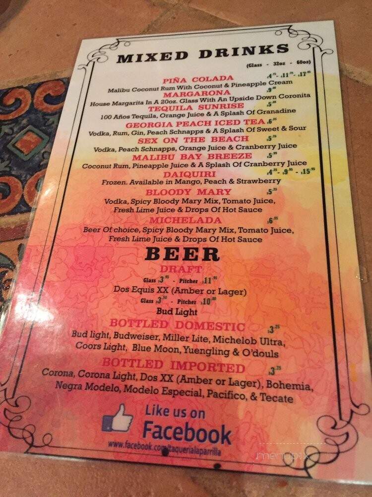 La Parrilla Mexican Restaurant - Flowery Branch, GA menu_pic