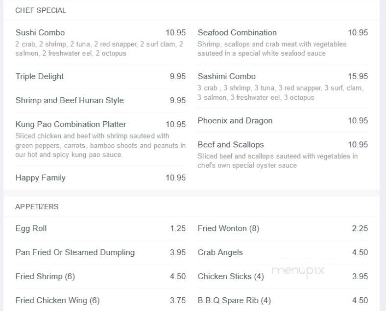 Chef Lin - Dalton, GA menu_pic
