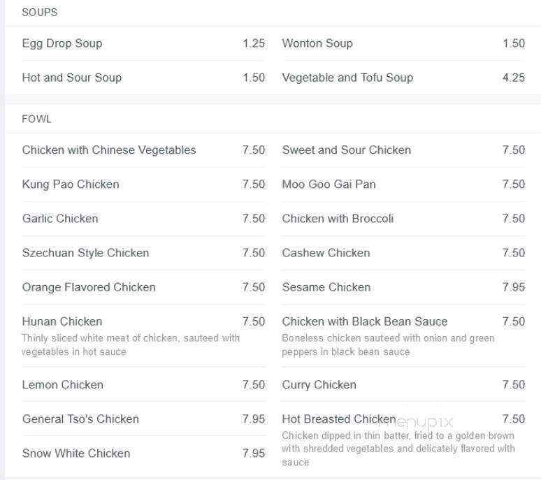 Chef Lin - Dalton, GA menu_pic