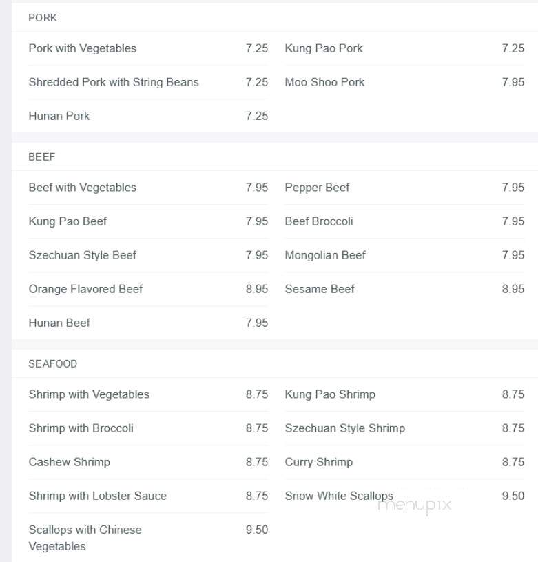 Chef Lin - Dalton, GA menu_pic