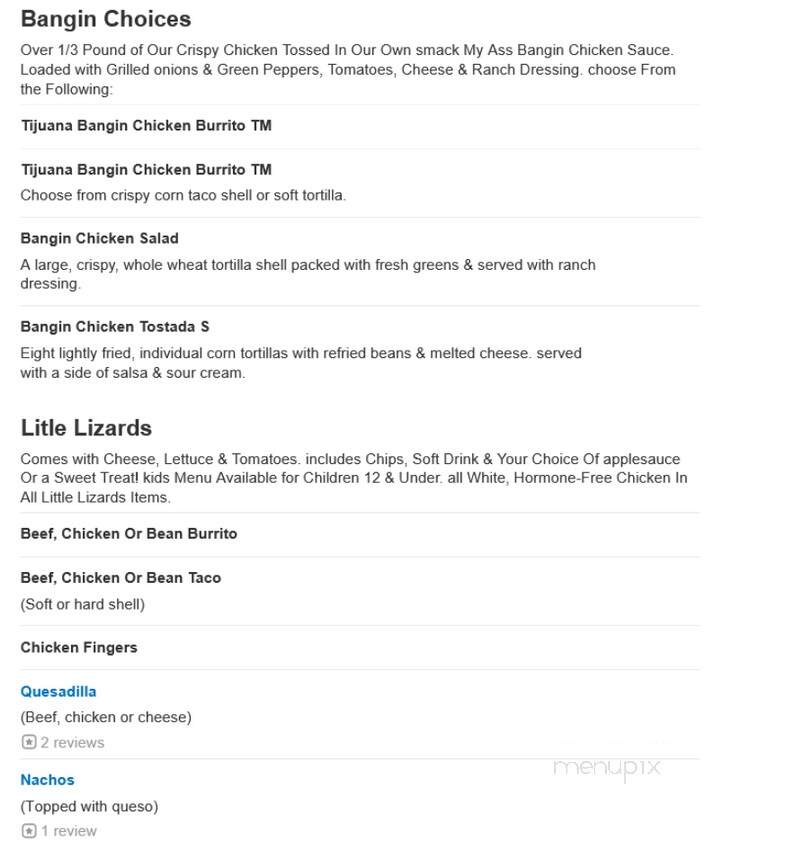 Tijuana's Mexican Restaurant - Dalton, GA menu_pic