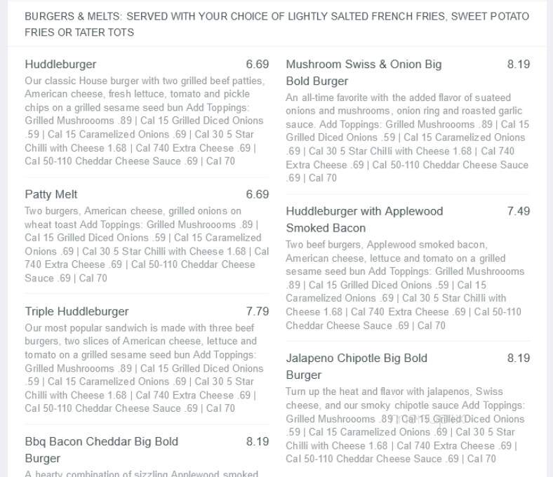 Huddle House - Baxley, GA menu_pic
