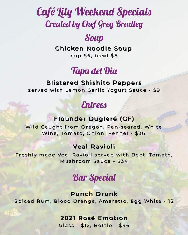 Cafe Lily - Decatur, GA menu_pic
