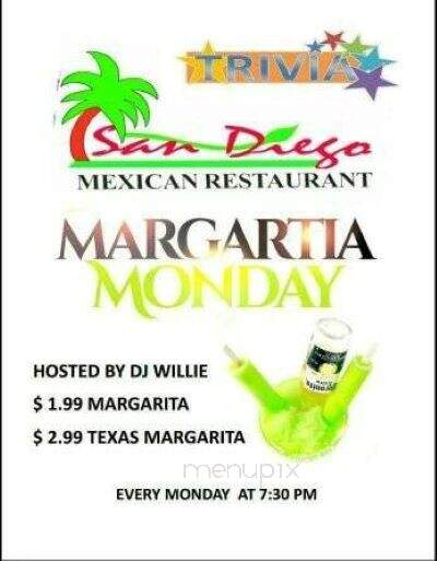 San Diego Mexican Restaurant - Locust Grove, GA menu_pic