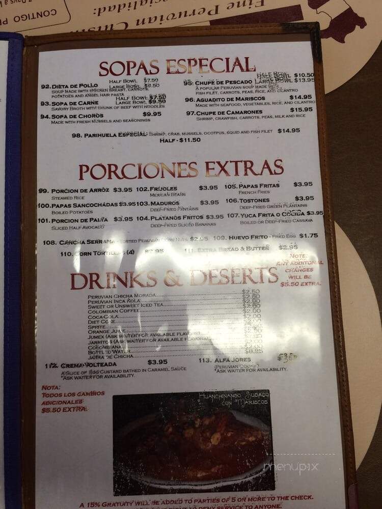 Contigo Peru II - Chamblee, GA menu_pic