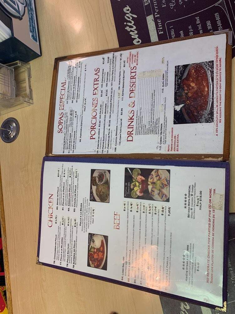Contigo Peru II - Chamblee, GA menu_pic