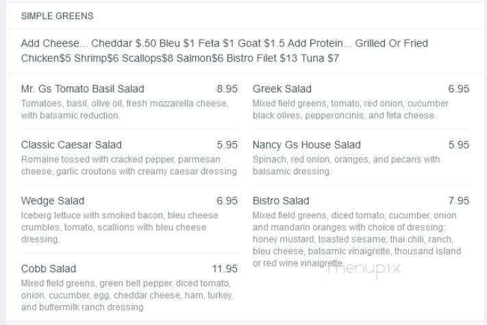 Nancy G's Cafe - Atlanta, GA menu_pic