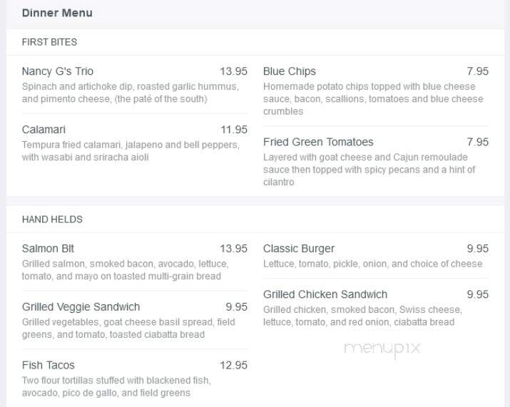 Nancy G's Cafe - Atlanta, GA menu_pic