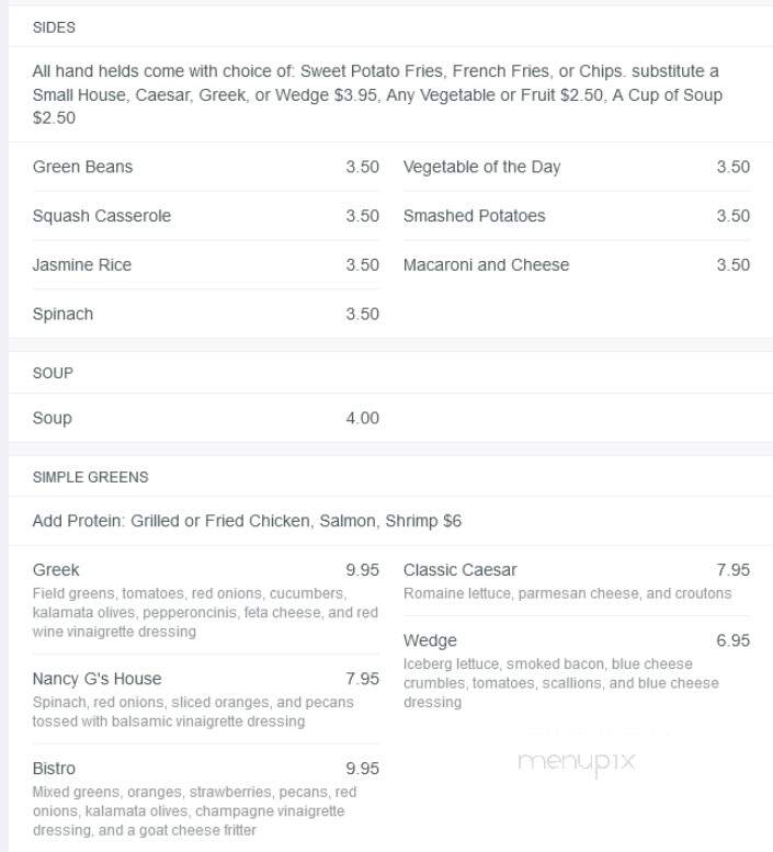 Nancy G's Cafe - Atlanta, GA menu_pic