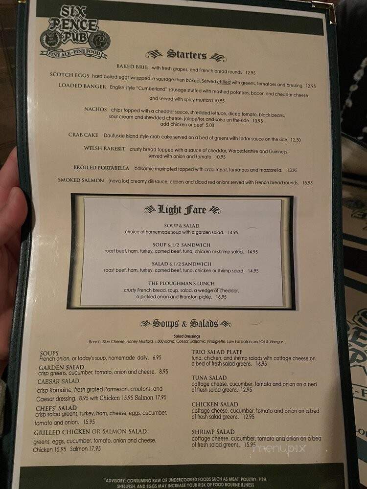 Six Pence Pub - Savannah, GA menu_pic