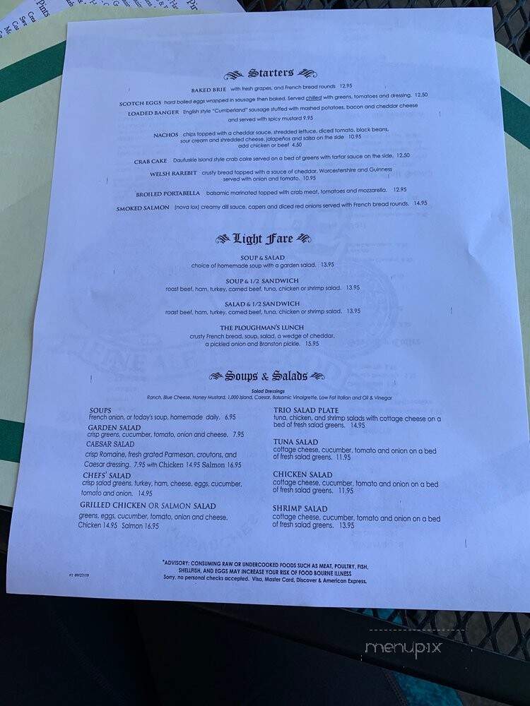 Six Pence Pub - Savannah, GA menu_pic