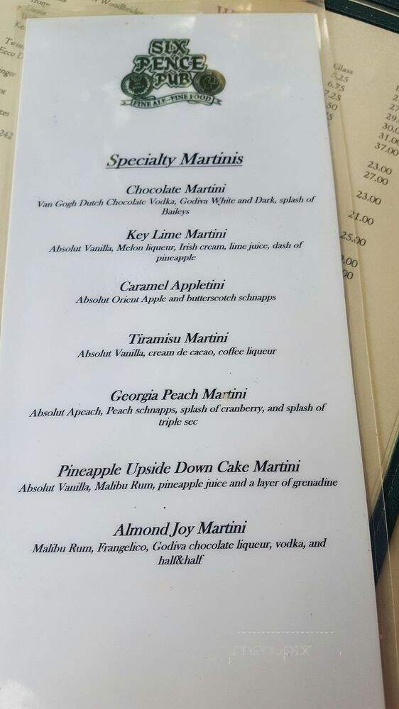 Six Pence Pub - Savannah, GA menu_pic