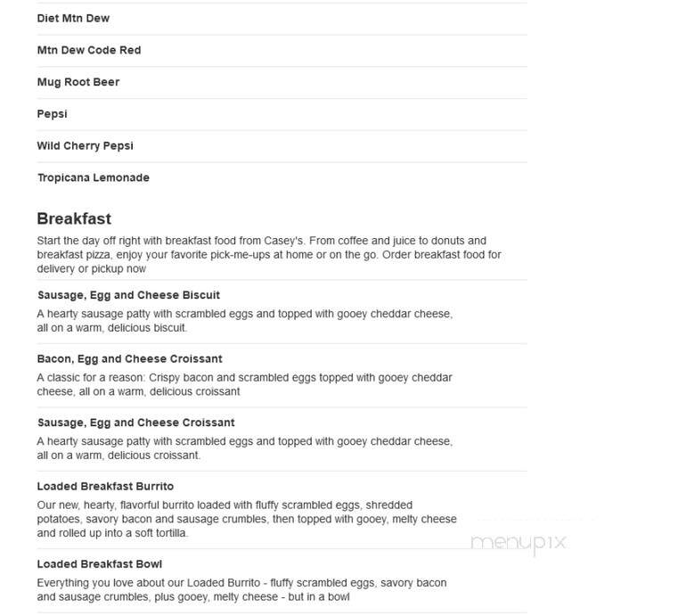 Casey's General Store - North Branch, MN menu_pic