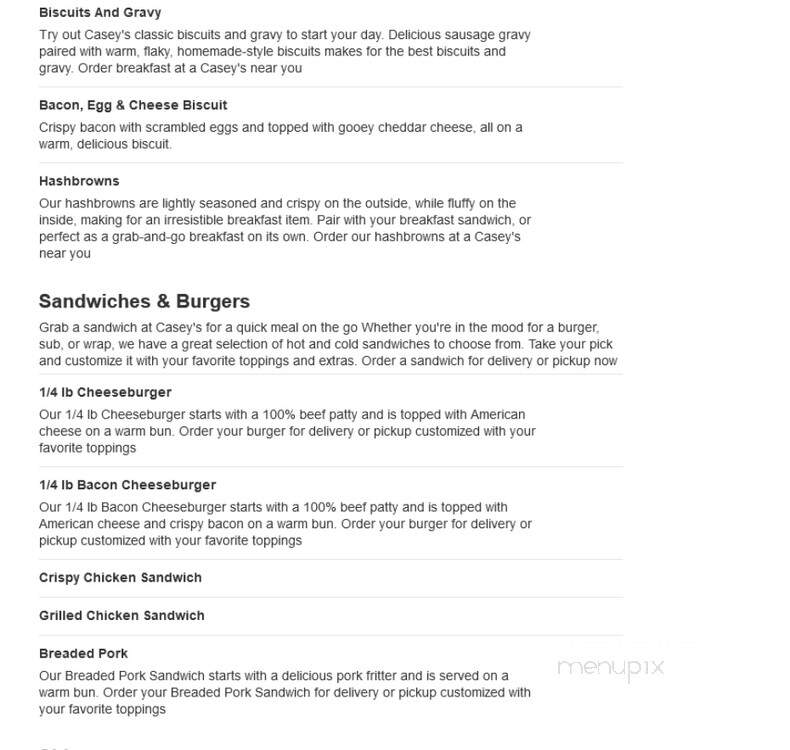Casey's General Store - North Branch, MN menu_pic