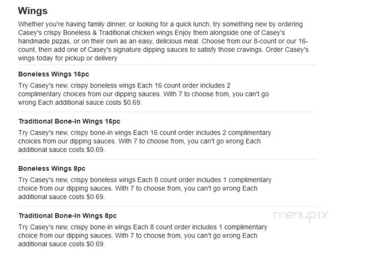 Casey's General Store - North Branch, MN menu_pic