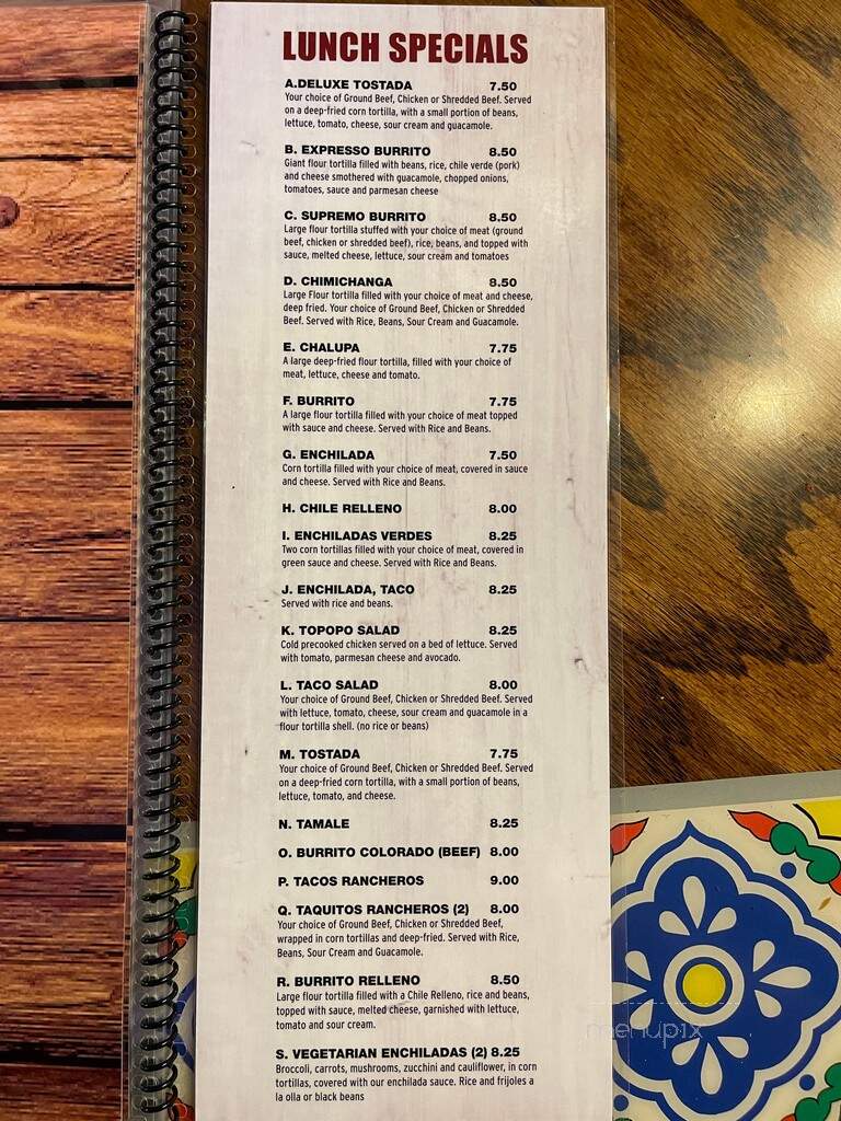 Fiesta Mexicana - Red Wing, MN menu_pic