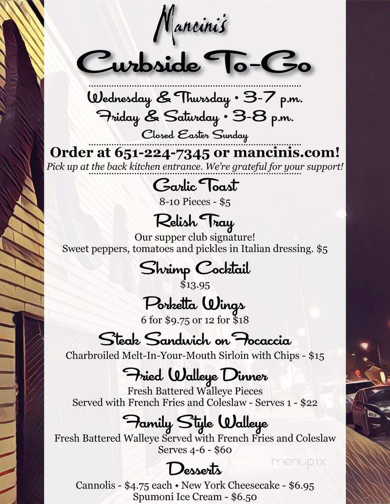 Mancinis Char House - Saint Paul, MN menu_pic