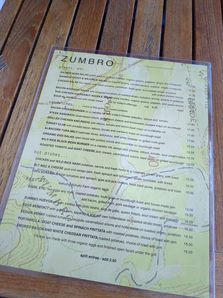 Zumbro Cafe - Minneapolis, MN menu_pic