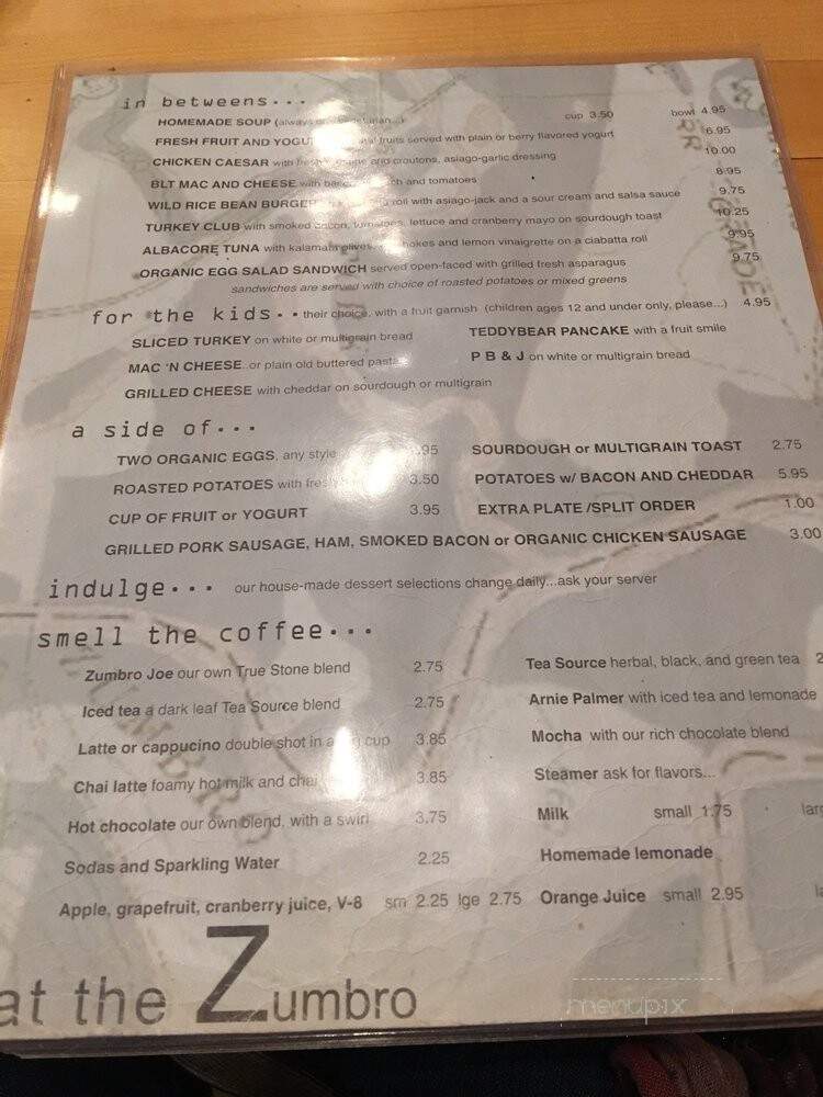 Zumbro Cafe - Minneapolis, MN menu_pic
