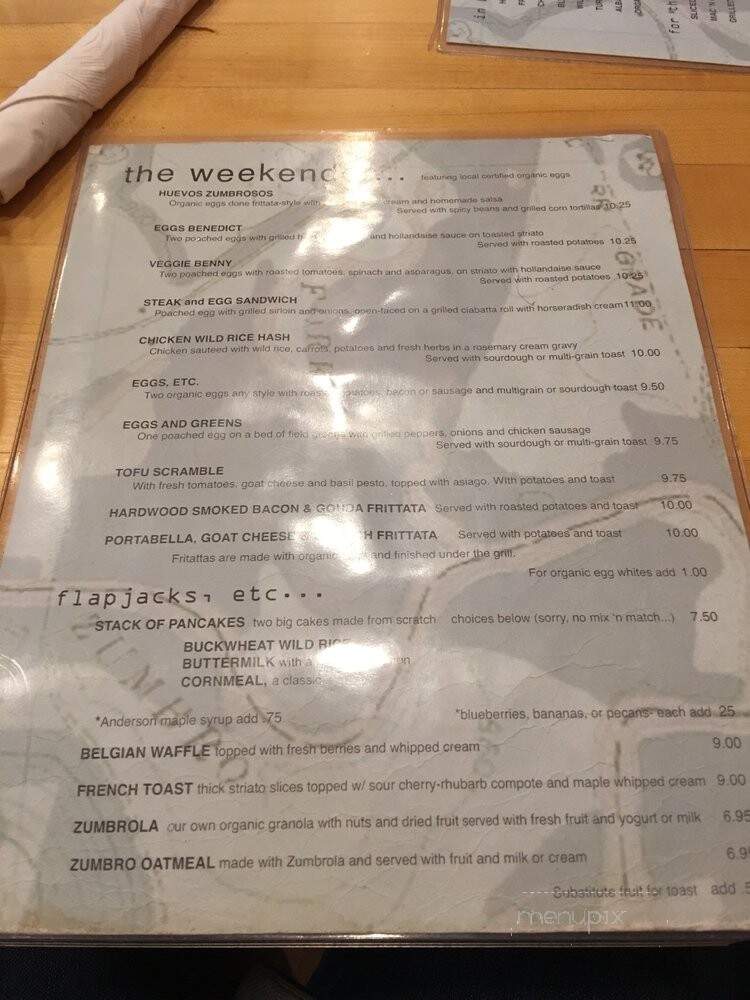 Zumbro Cafe - Minneapolis, MN menu_pic