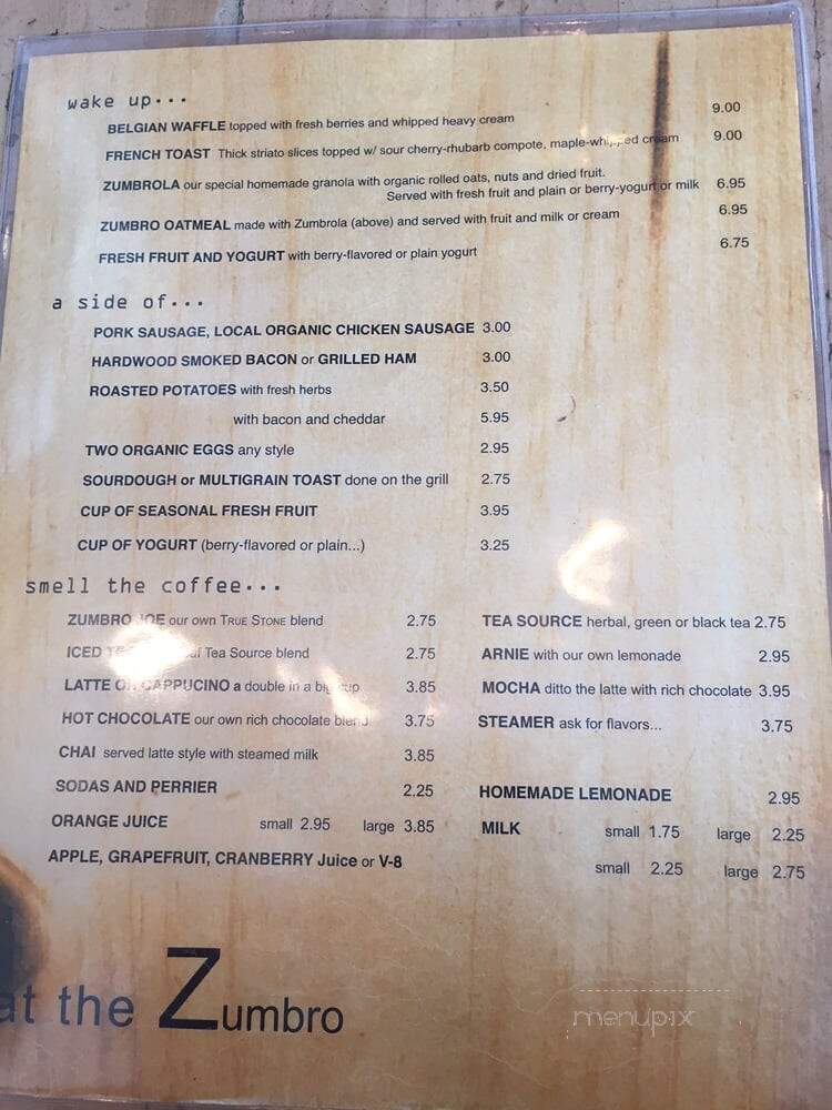 Zumbro Cafe - Minneapolis, MN menu_pic