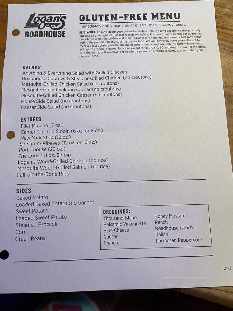 Logan's Roadhouse - Hattiesburg, MS menu_pic
