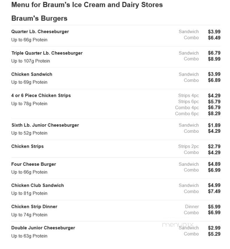 Braum's Ice Cream & Dairy - Nixa, MO menu_pic