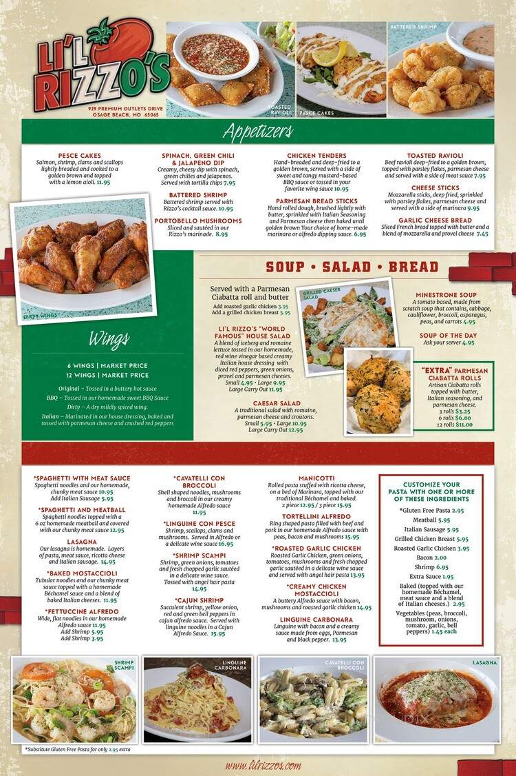 Li'l Rizzo's Italian Restaurant - Osage Beach, MO menu_pic