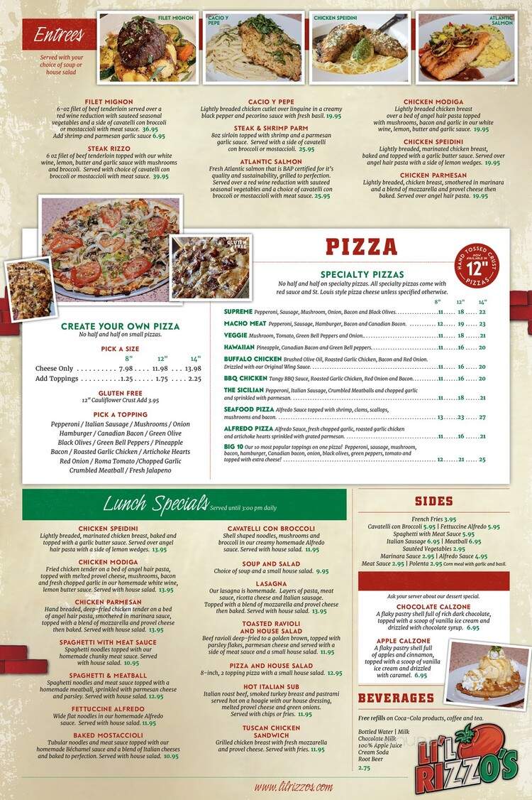 Li'l Rizzo's Italian Restaurant - Osage Beach, MO menu_pic