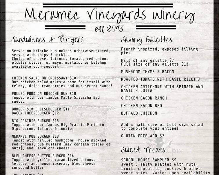 Meramec Vineyards - Saint James, MO menu_pic