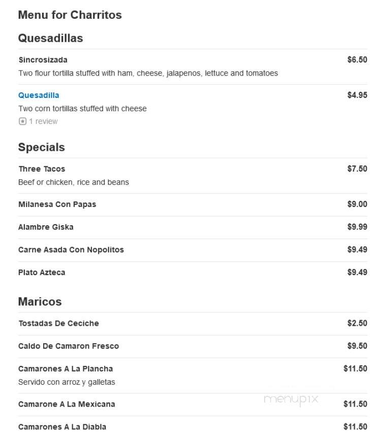 Charritos - Kansas City, MO menu_pic