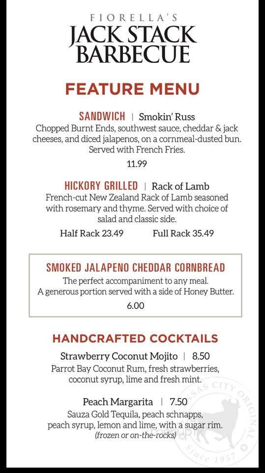 Fiorella's Jack Stack Barbeque - Kansas City, MO menu_pic