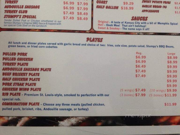 Stumpy's Bar-B-Que - Saint Peters, MO menu_pic