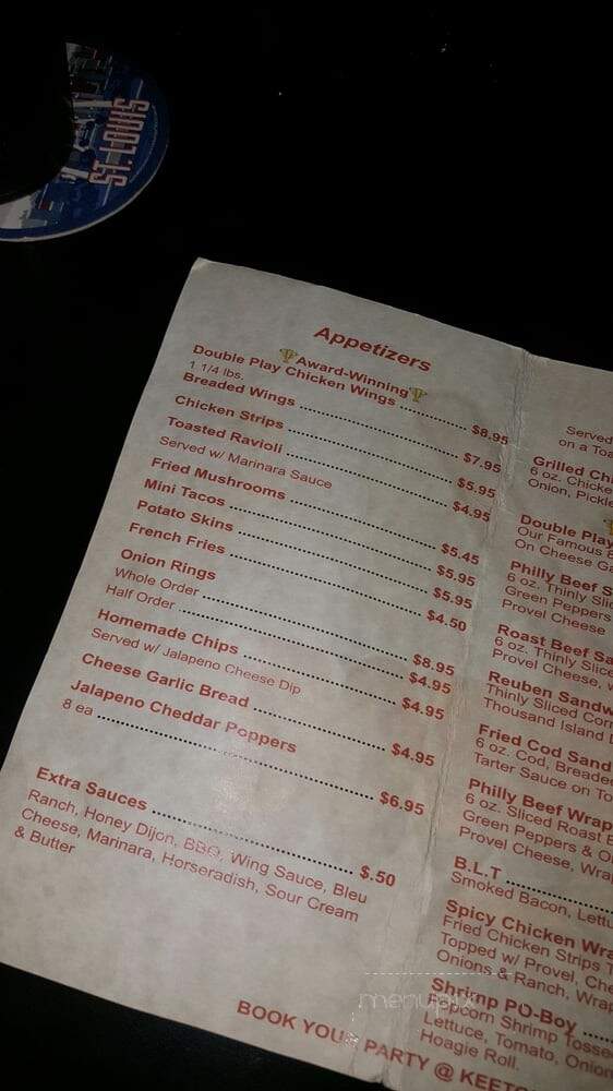 Keetons Double Play Restaurant - Saint Louis, MO menu_pic
