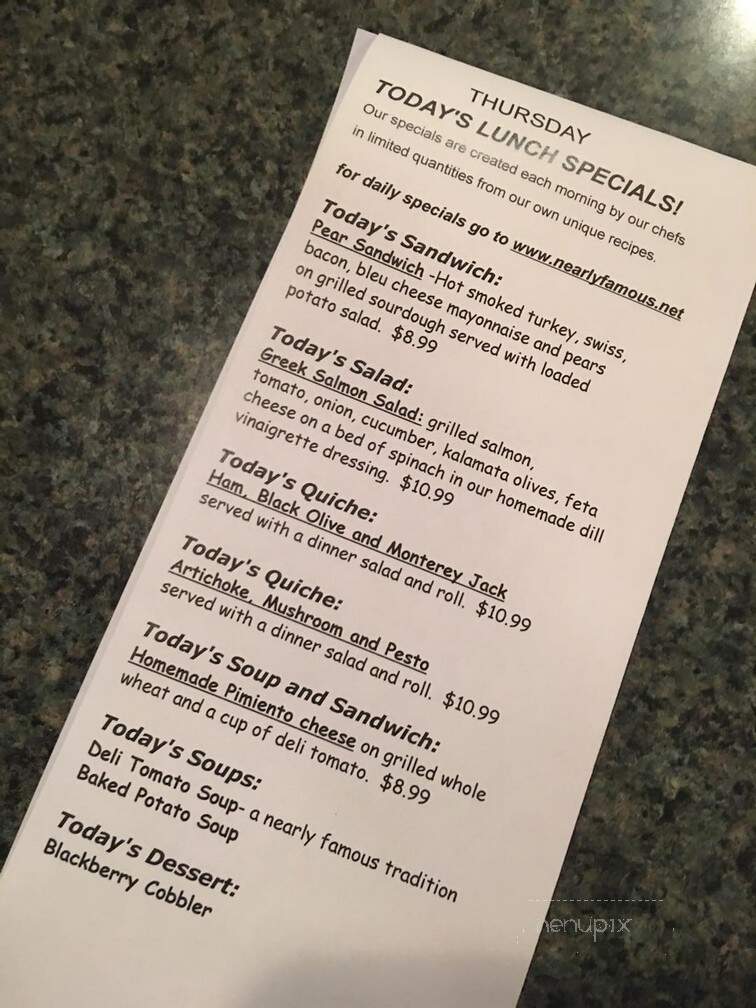 Nearly Famous Deli & Pasta - Springfield, MO menu_pic