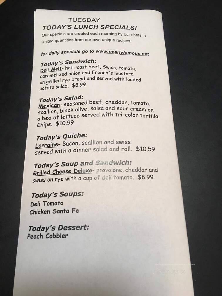 Nearly Famous Deli & Pasta - Springfield, MO menu_pic