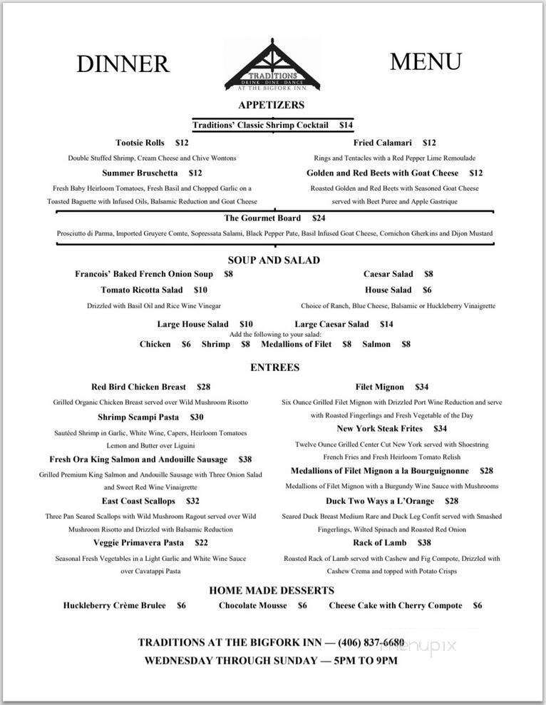 Bigfork Inn - Bigfork, MT menu_pic
