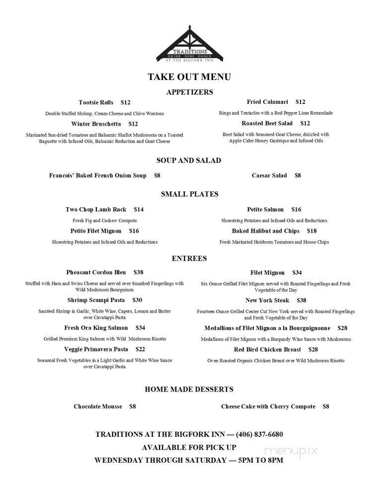 Bigfork Inn - Bigfork, MT menu_pic