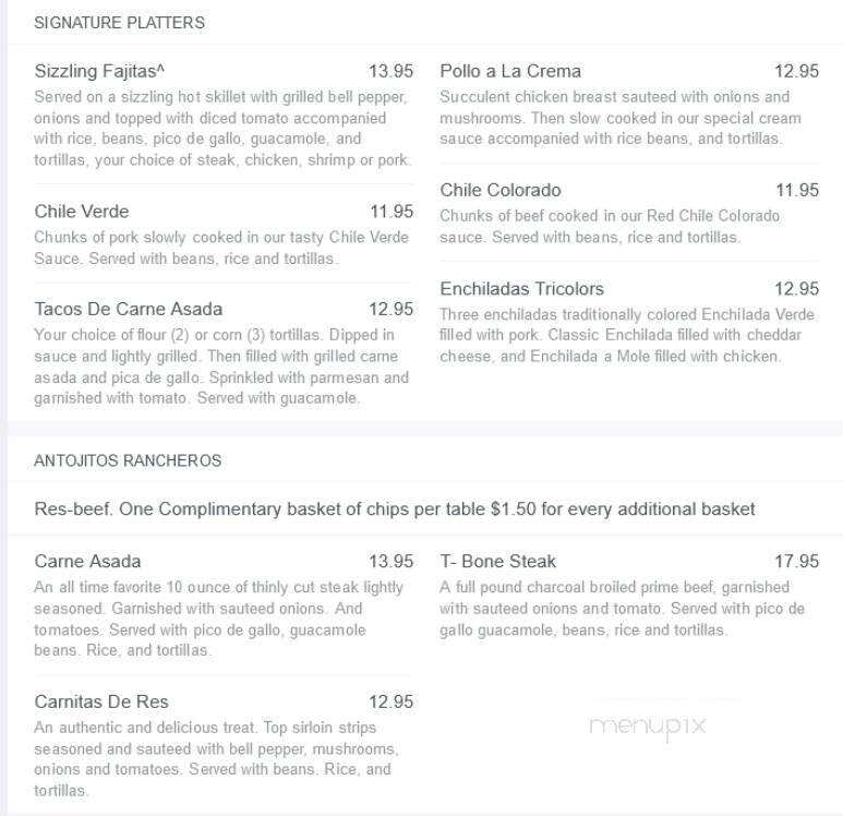 Los Caporales - Columbia Falls, MT menu_pic