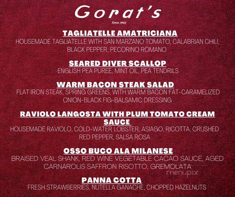 Gorat's Steakhouse - Omaha, NE menu_pic