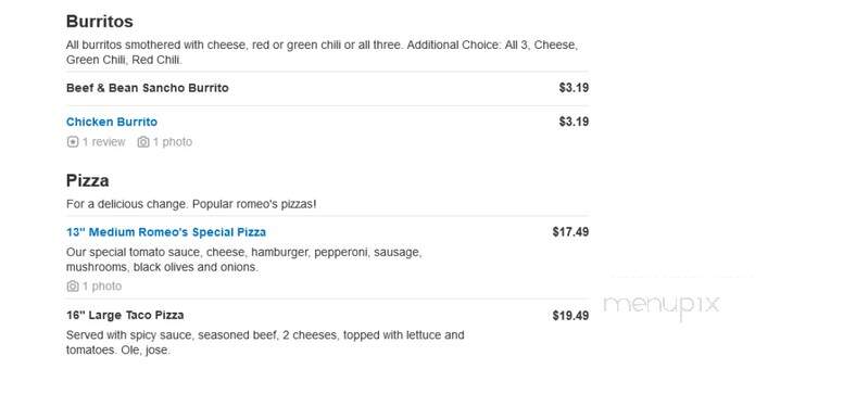 Romeo's Mexican Food & Pizza - Omaha, NE menu_pic