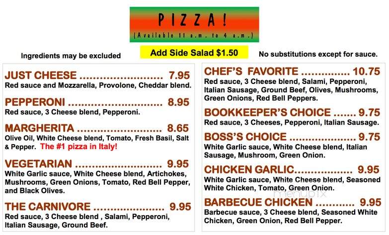 Gold 'N Silver Inn - Reno, NV menu_pic