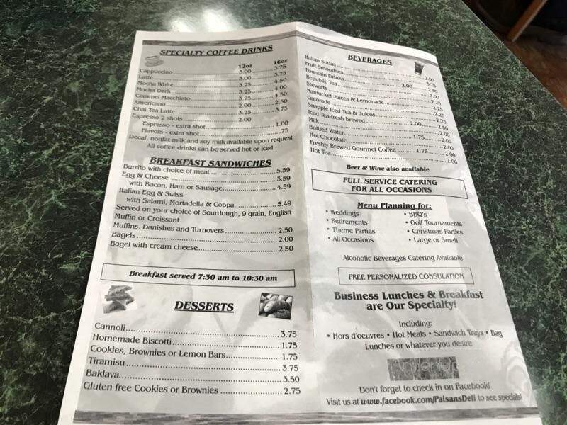 Paisan's - Reno, NV menu_pic