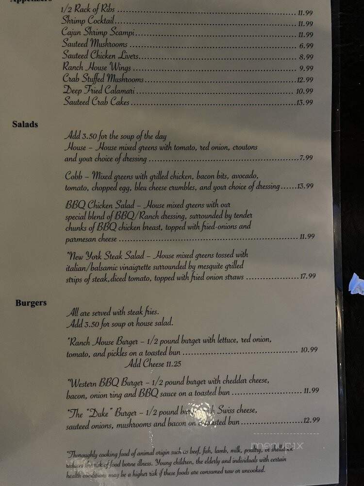 Bob Taylor's Ranch House - Las Vegas, NV menu_pic