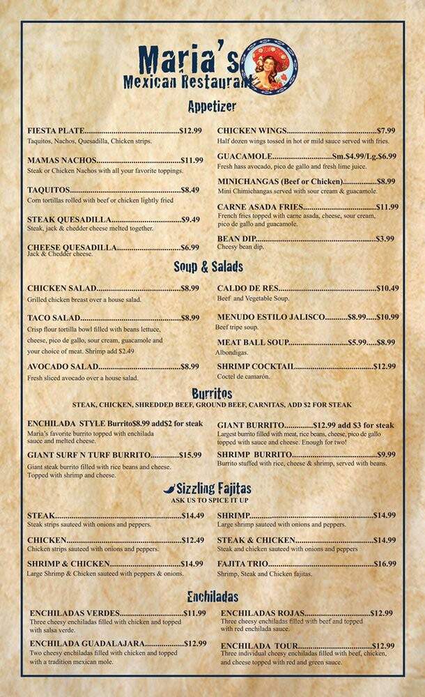 Mama Maria's Mexican Food - Las Vegas, NV menu_pic