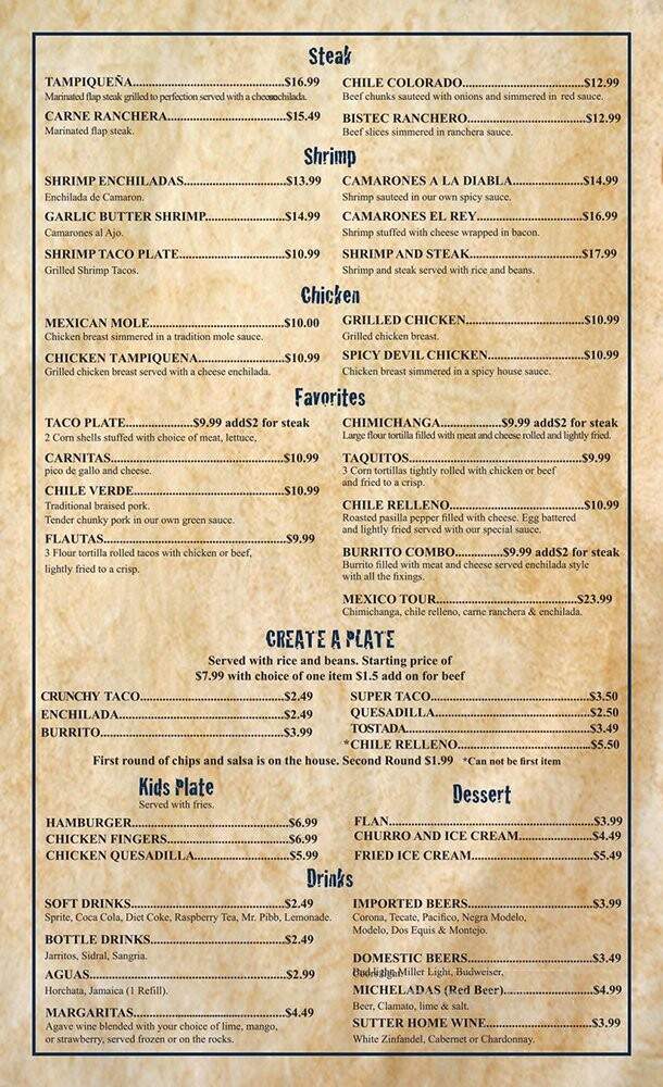 Mama Maria's Mexican Food - Las Vegas, NV menu_pic