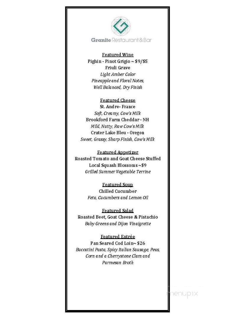 Centennial Inn - Concord, NH menu_pic