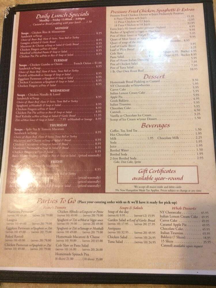 Veano's Italian Kitchen - Concord, NH menu_pic