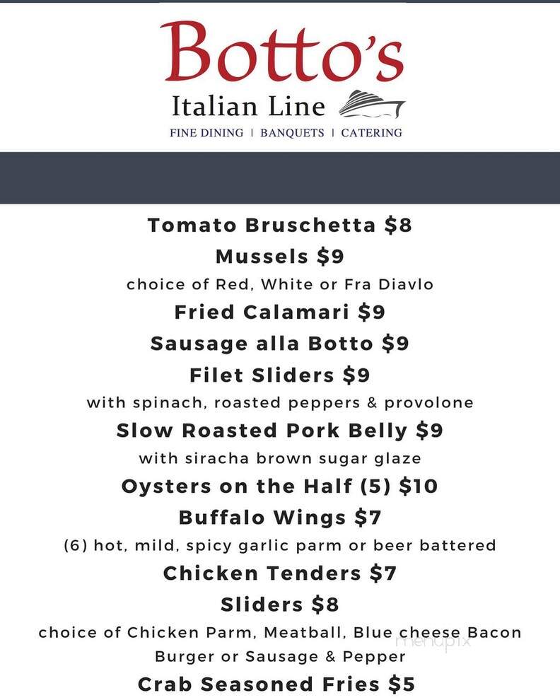 Botto's Italian Line Restaurant - Swedesboro, NJ menu_pic